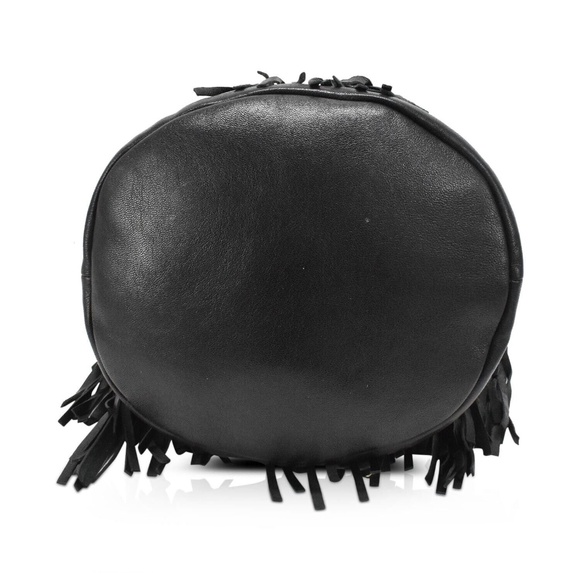 CELINE by Hedi Slimane RARE Fringe Black Bucket Bag in Studded Lambskin Leather! - Picture 7 of 13